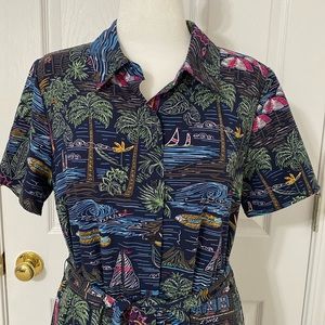 NWOT Beach Theme Dress -Flamingos, Palm Trees, Sailboats and More